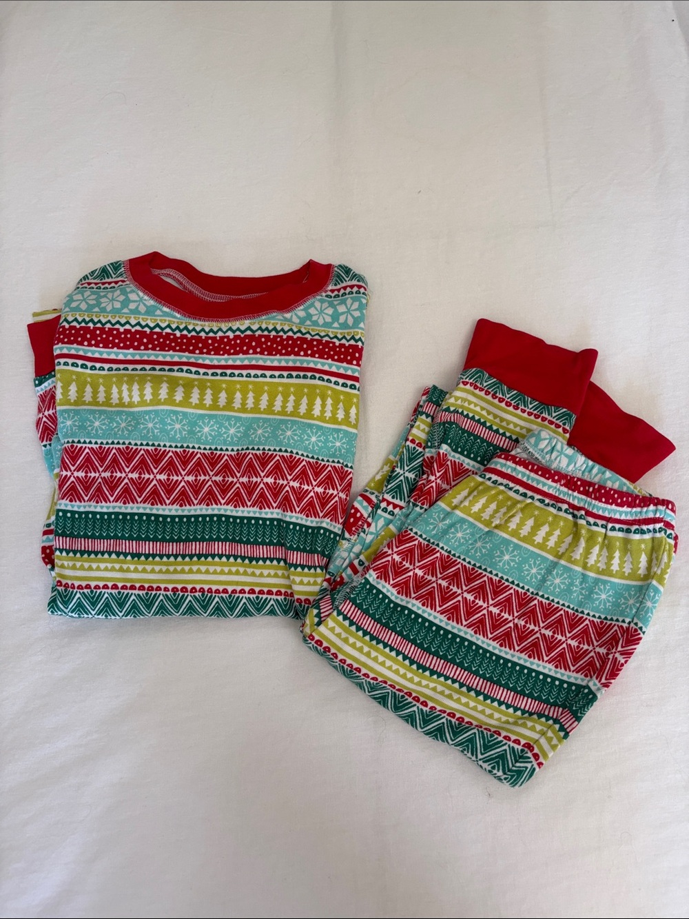Garnet Hill Kids Holiday Stripe Pajama Set in Red, Green & Teal